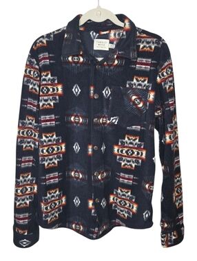 Thread Wave Men's Southwestern Aztec Fleece Shacket Button-Down Shirt, Size Med